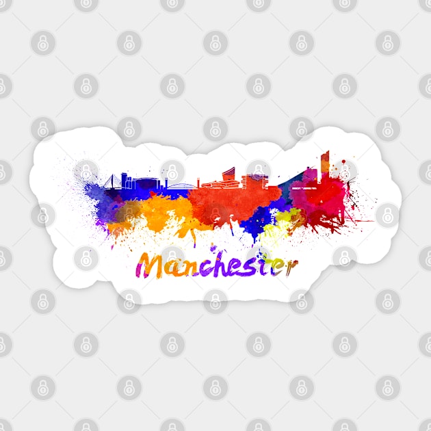 Manchester skyline in watercolor Sticker by PaulrommerArt